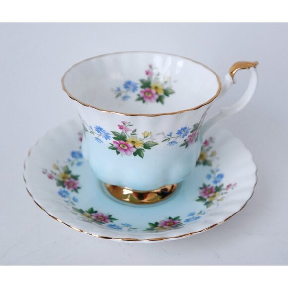 Vintage Royal Albert Teacup and Saucer Baby Blue  Roses #4362 - Picture 1 of 5